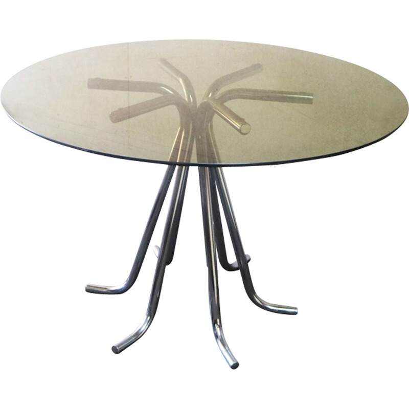Vintage round dining table in brass - 1970s