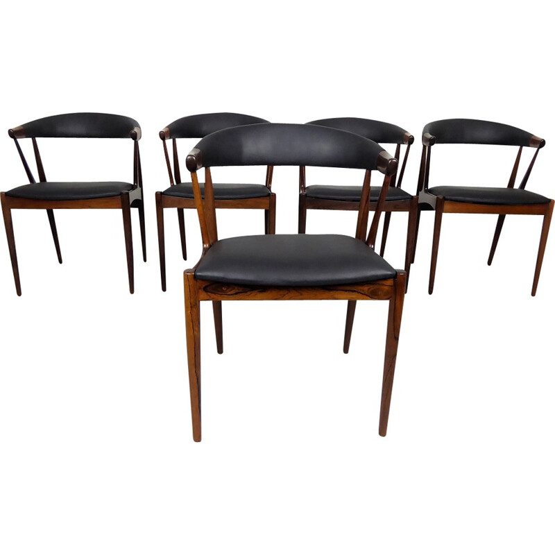 Set of 5 vintage dining chairs in rosewood by Johannes Andersen - 1960s