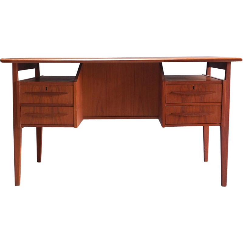 Vintage Danish writing desk with 4 drawers and a bar compartment - 1960s