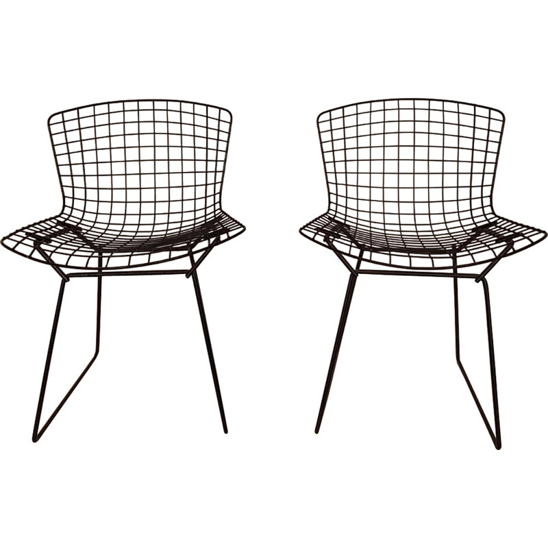 Vintage pair of black chairs by Harry Bertoia for Knoll - 1970s