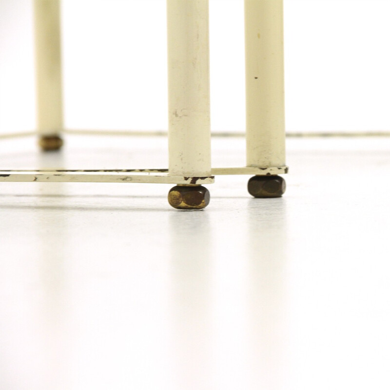 Set of 2 brass and glass bed side table - 1970s