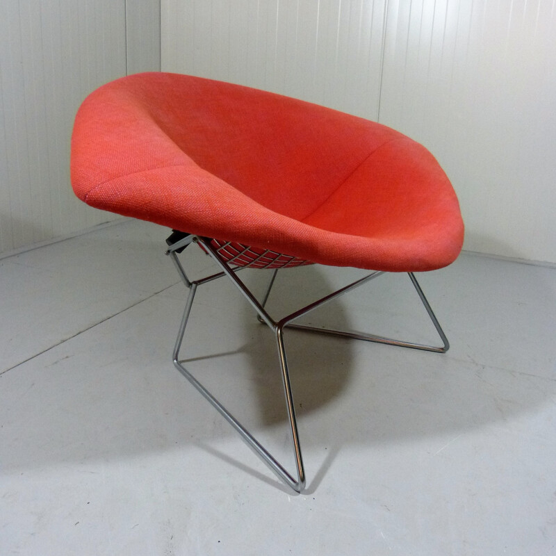 Diamond chair in chrome and red fabric, Harry BERTOIA - 1970s