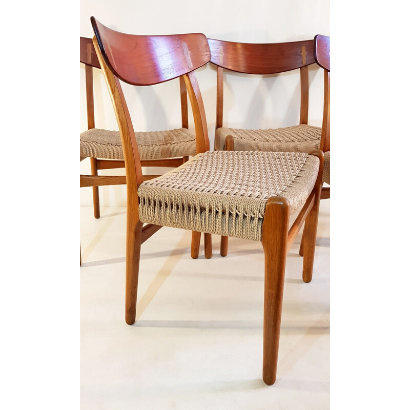 Suite de 5 chaises vintages "CH23" d'Hans Wegner - 1950