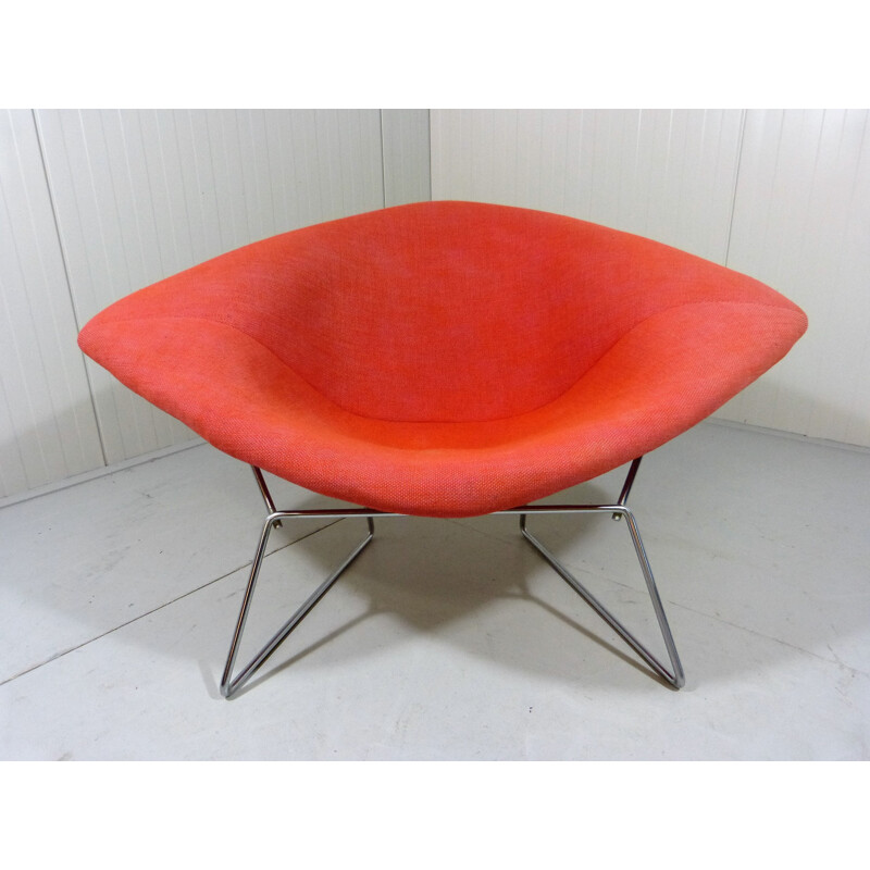 Diamond chair in chrome and red fabric, Harry BERTOIA - 1970s