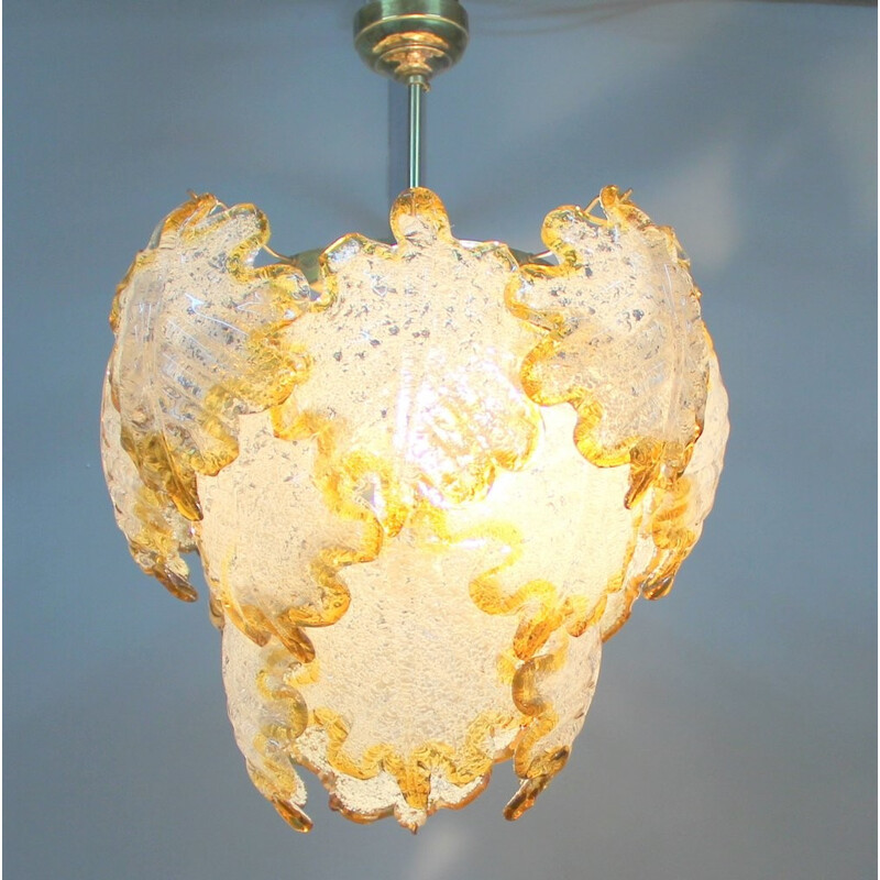 Murano glass and Metal Vintage hanging lamp - 1960s