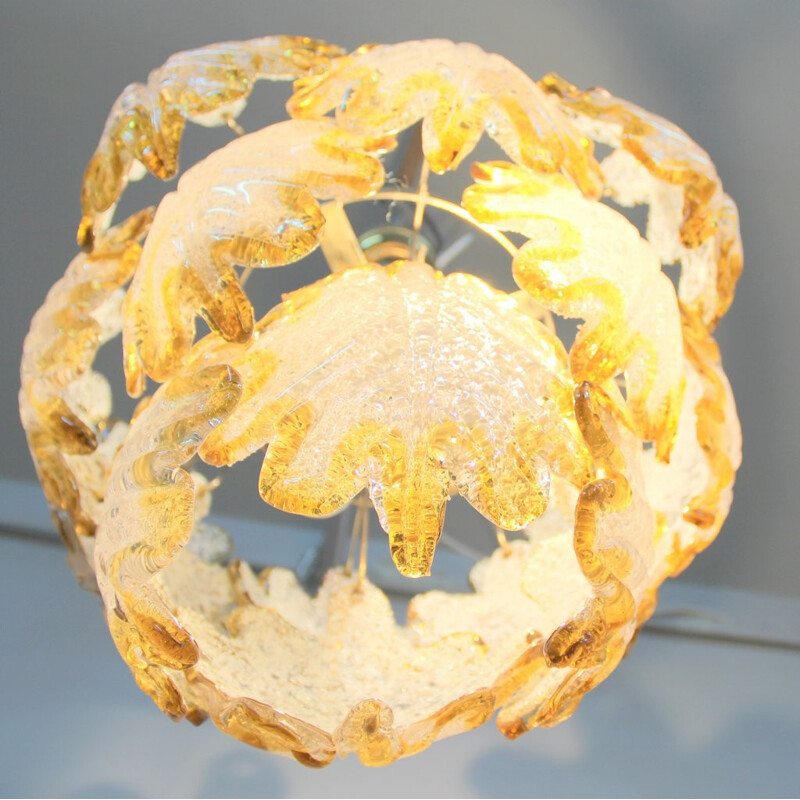 Murano glass and Metal Vintage hanging lamp - 1960s