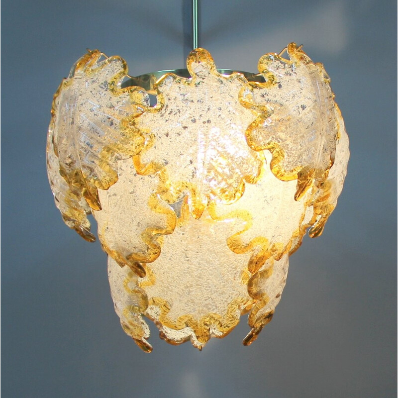 Murano glass and Metal Vintage hanging lamp - 1960s