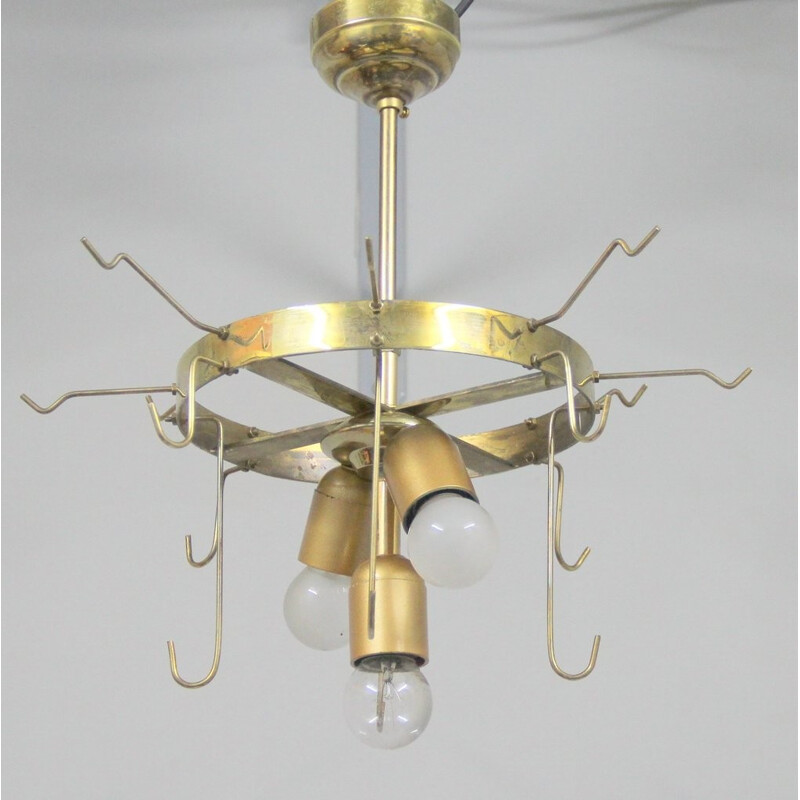 Murano glass and Metal Vintage hanging lamp - 1960s
