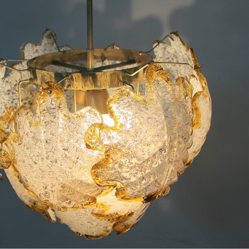 Murano glass and Metal Vintage hanging lamp - 1960s