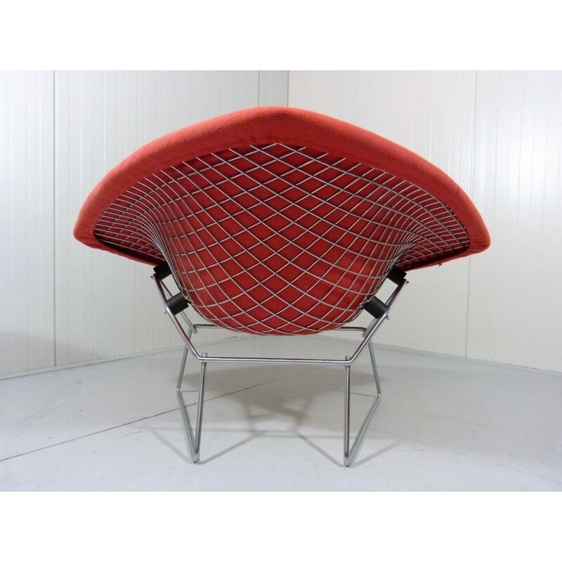 Diamond chair in chrome and red fabric, Harry BERTOIA - 1970s