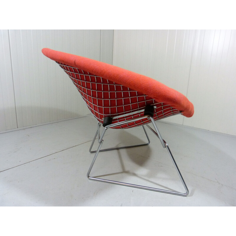 Diamond chair in chrome and red fabric, Harry BERTOIA - 1970s