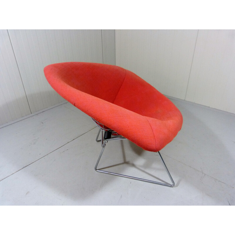 Diamond chair in chrome and red fabric, Harry BERTOIA - 1970s