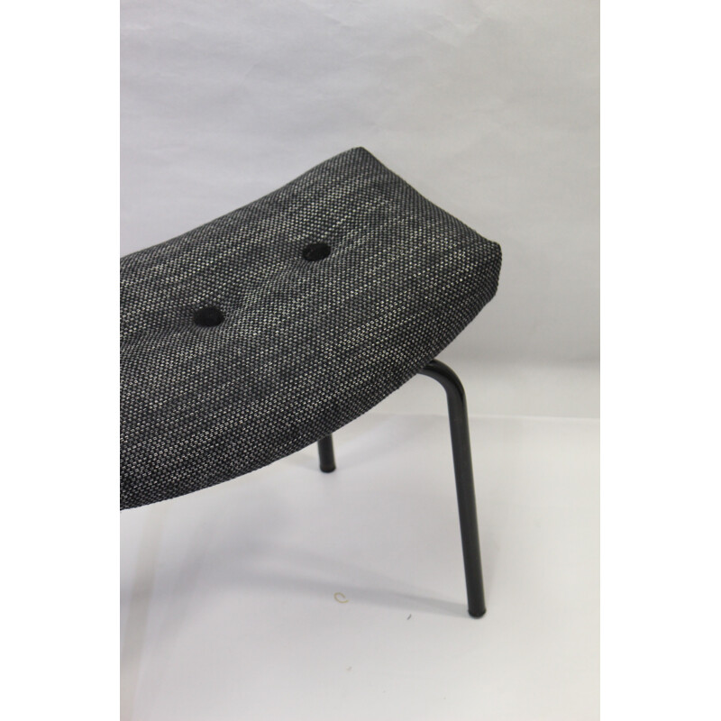 Vintage Grey stool in fabric and steel - 1960s