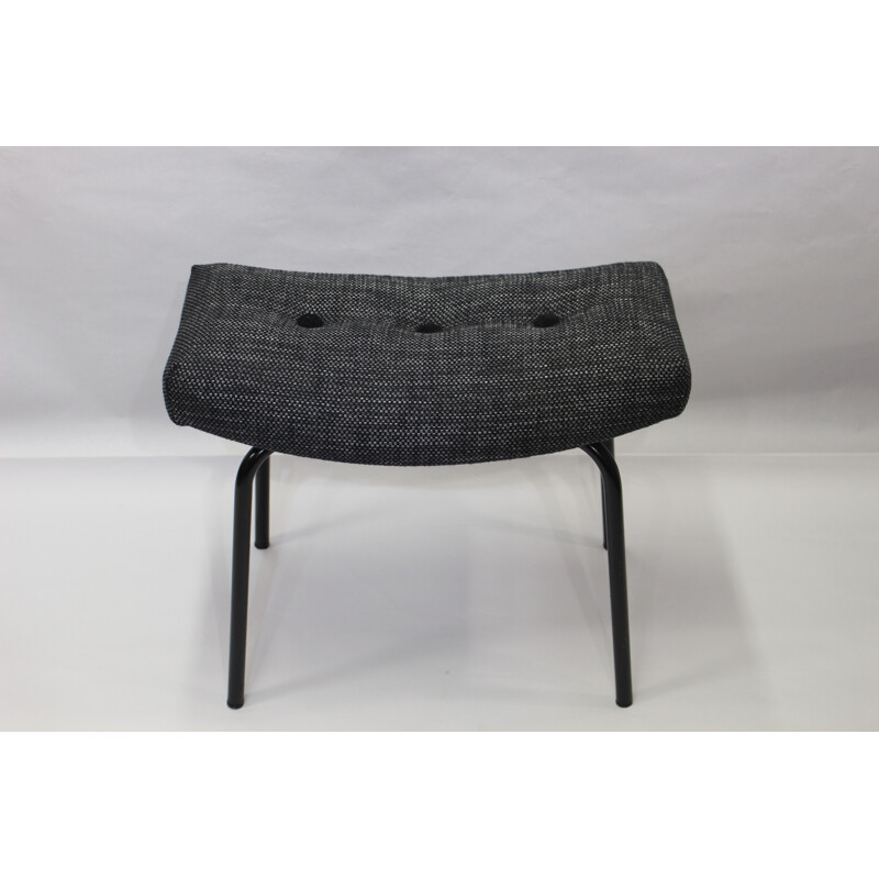 Vintage Grey stool in fabric and steel - 1960s