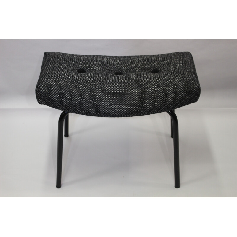 Vintage Grey stool in fabric and steel - 1960s