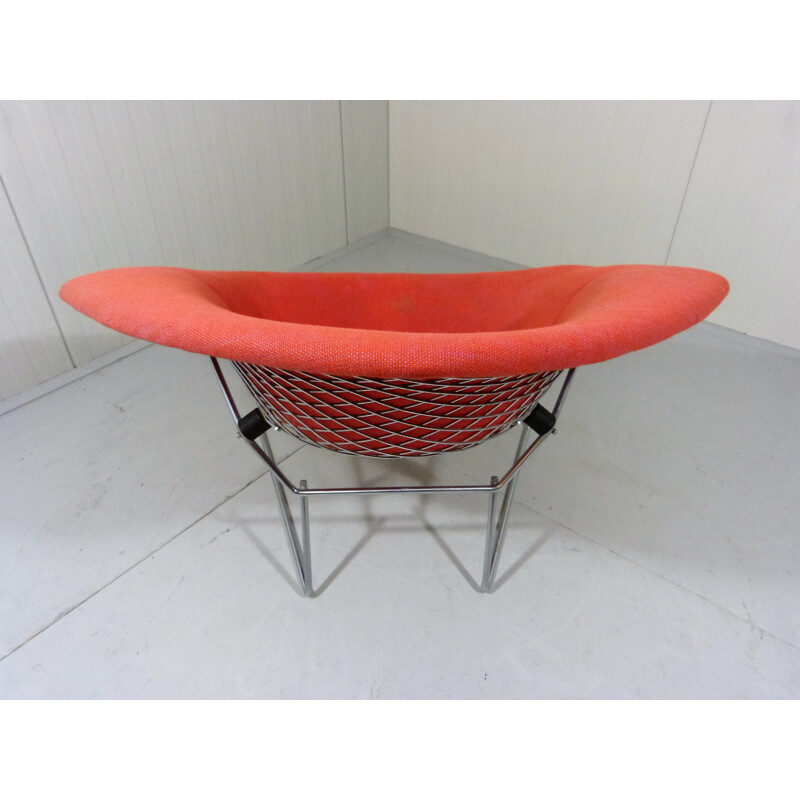 Diamond chair in chrome and red fabric, Harry BERTOIA - 1970s