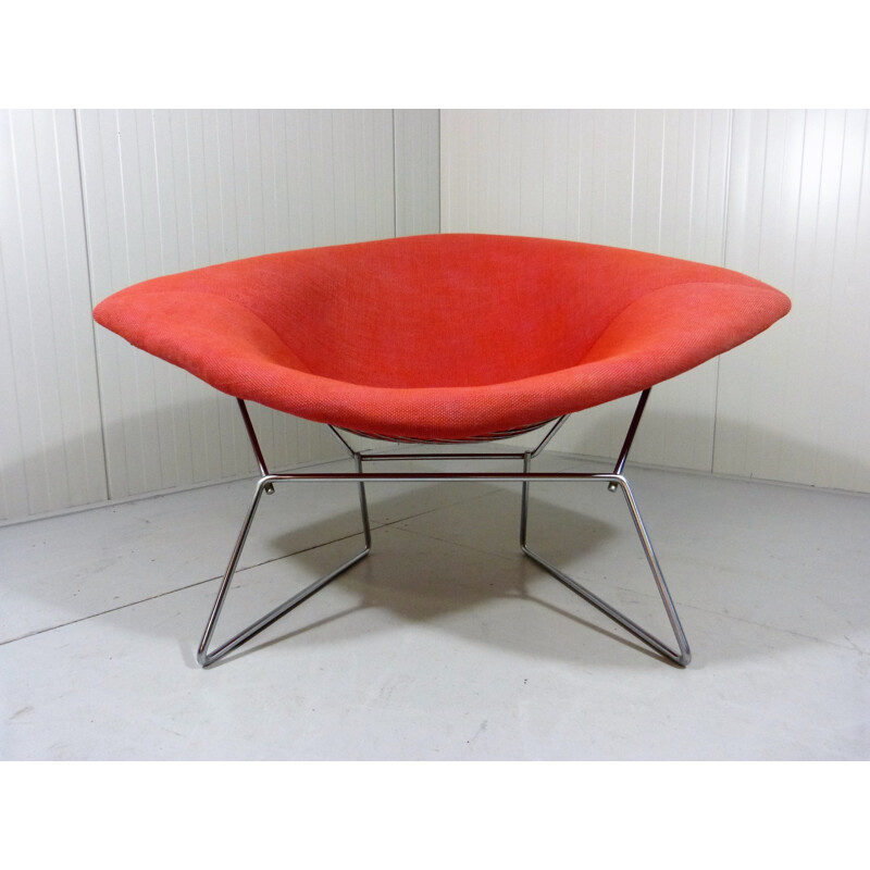 Diamond chair in chrome and red fabric, Harry BERTOIA - 1970s