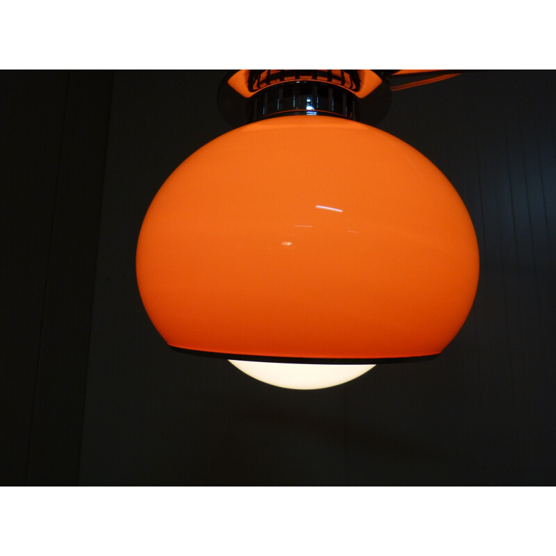 Ceiling lamp Bud in chrome and orange plastic, Guzzini edition - 1960s