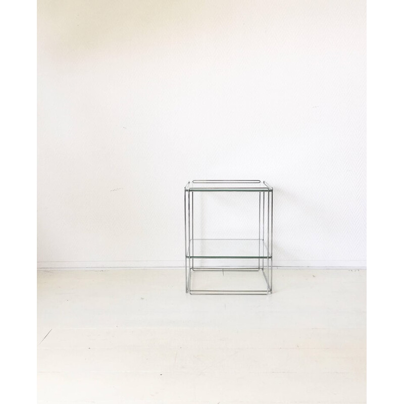 Two-Tiered Silver Side Table by Max Sauze - 1960s