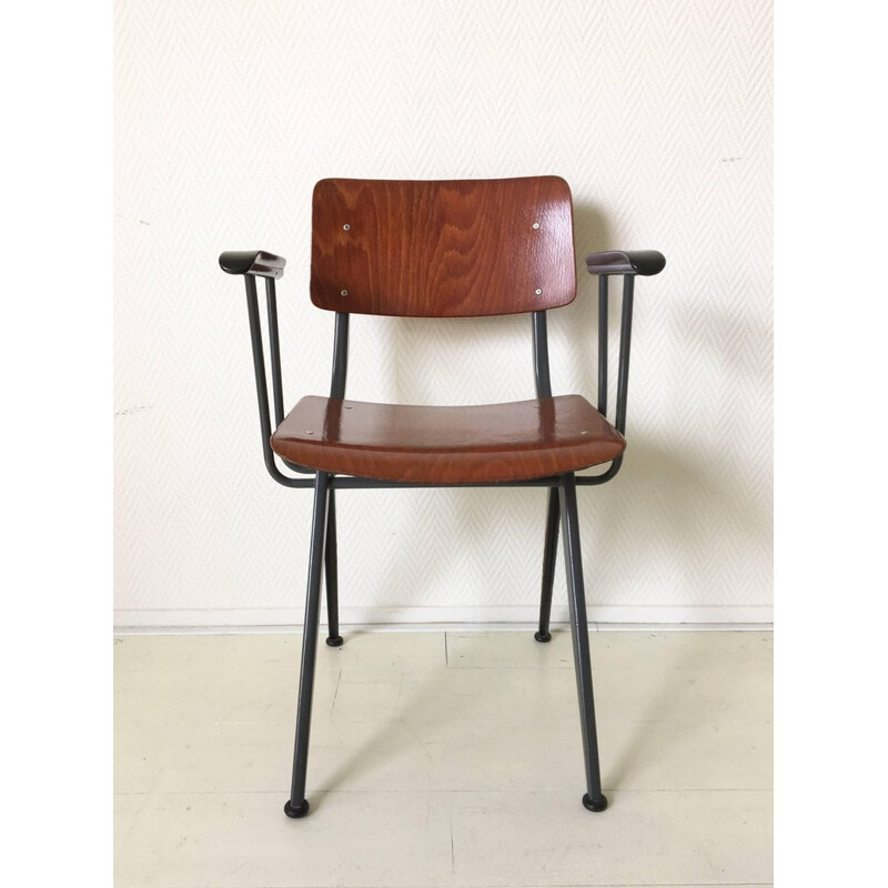 Vintage Nederlandse stalen en bakelieten fauteuil - 1950