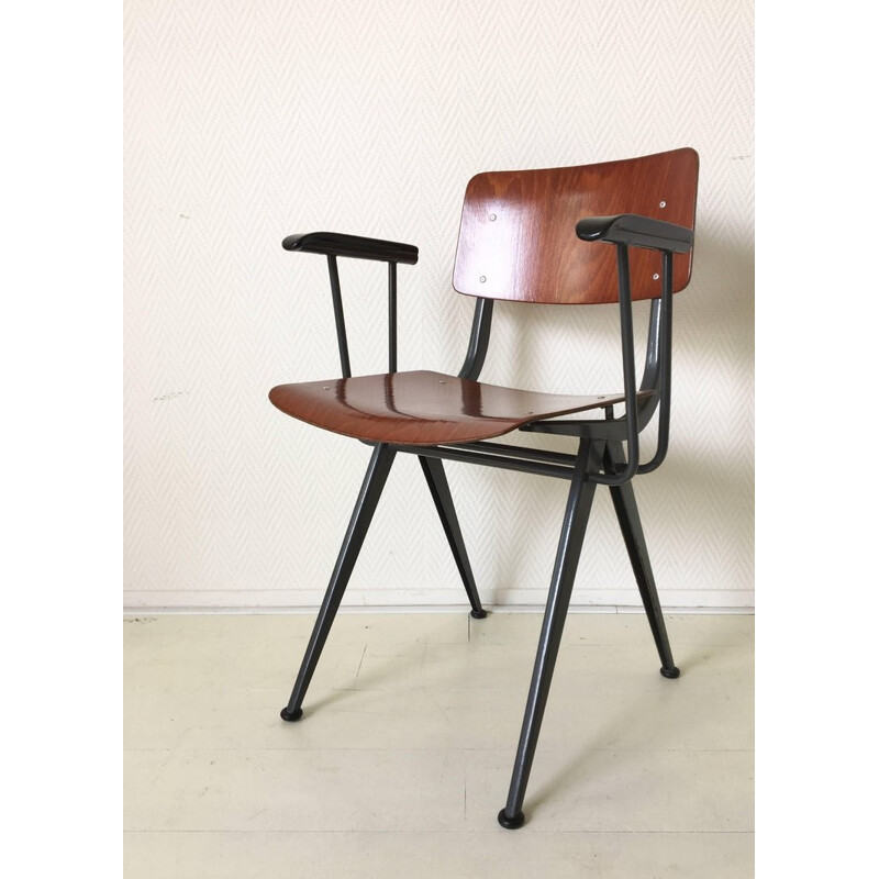 Vintage Nederlandse stalen en bakelieten fauteuil - 1950