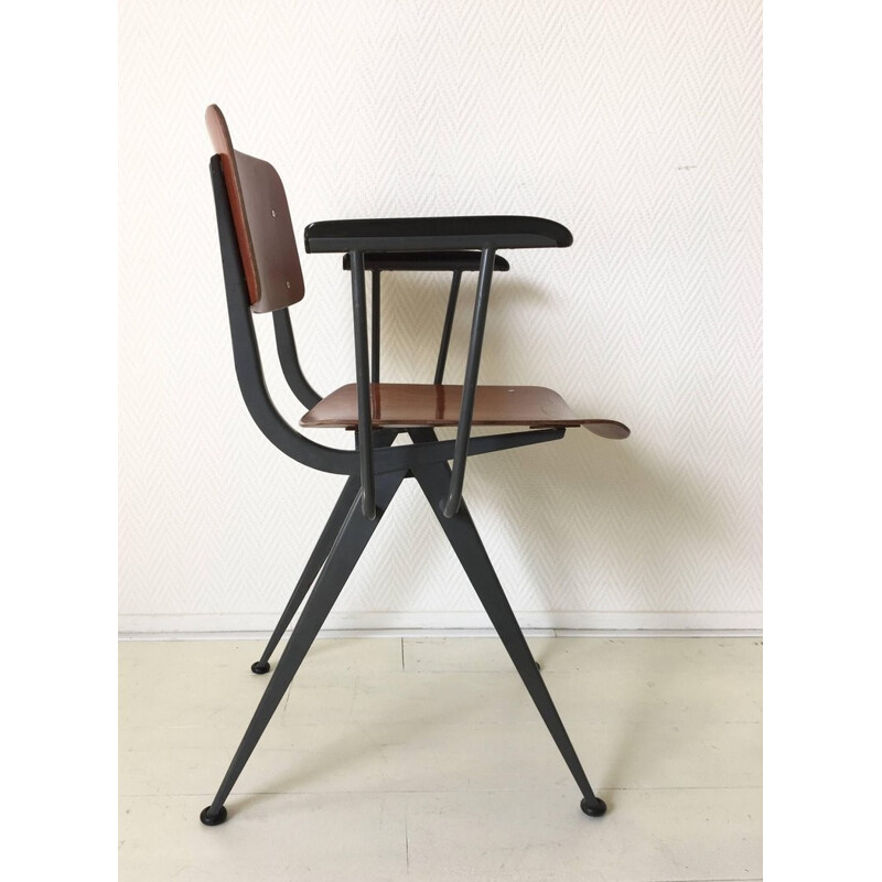 Vintage Nederlandse stalen en bakelieten fauteuil - 1950