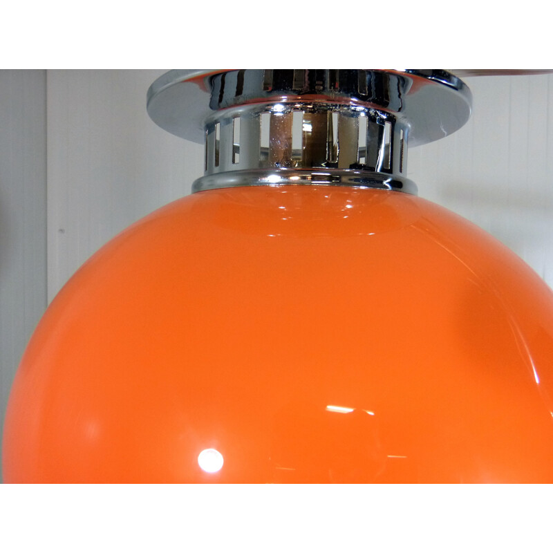 Ceiling lamp Bud in chrome and orange plastic, Guzzini edition - 1960s