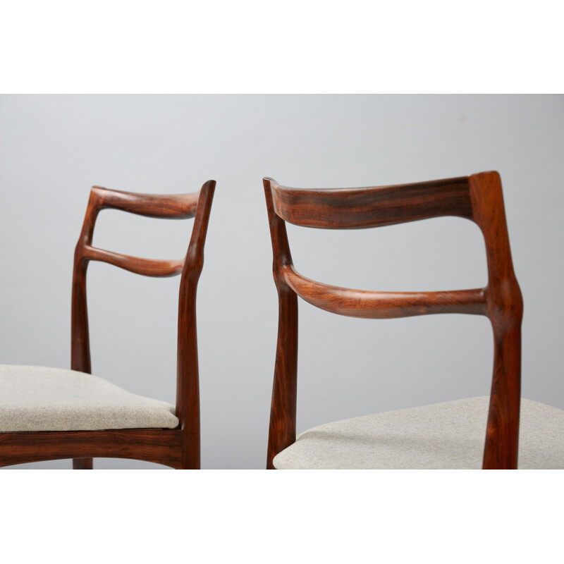 Set of 6 dining chairs in rosewood by Johannes Andersen - 1960s