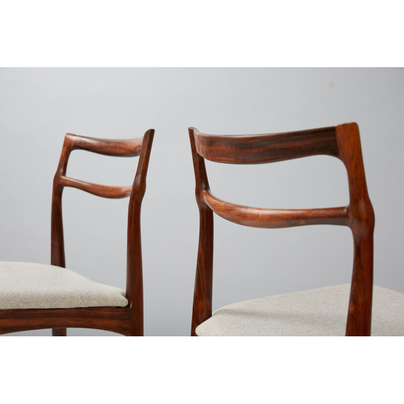 Suite de 6 chaises à repas en palissandre par Johannes Andersen - 1960