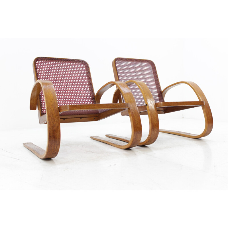 Set of 2 vintage armchairs by Miroslav Navrátil for Zdeněk Plesník - 1940s