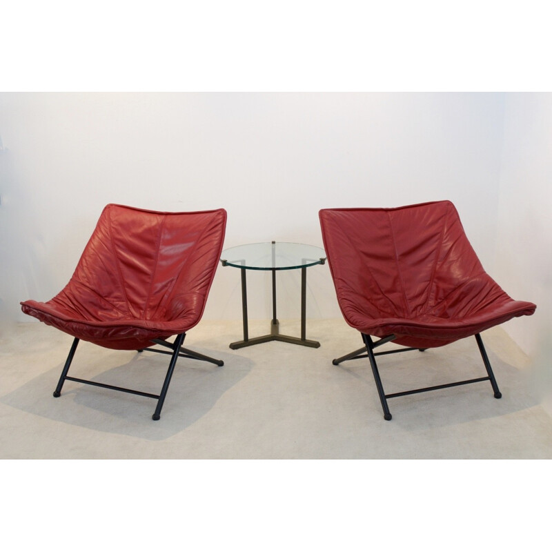 Suite de 2 fauteuils vintage en cuir par Teun Van Zanten pour Molinari - 1970