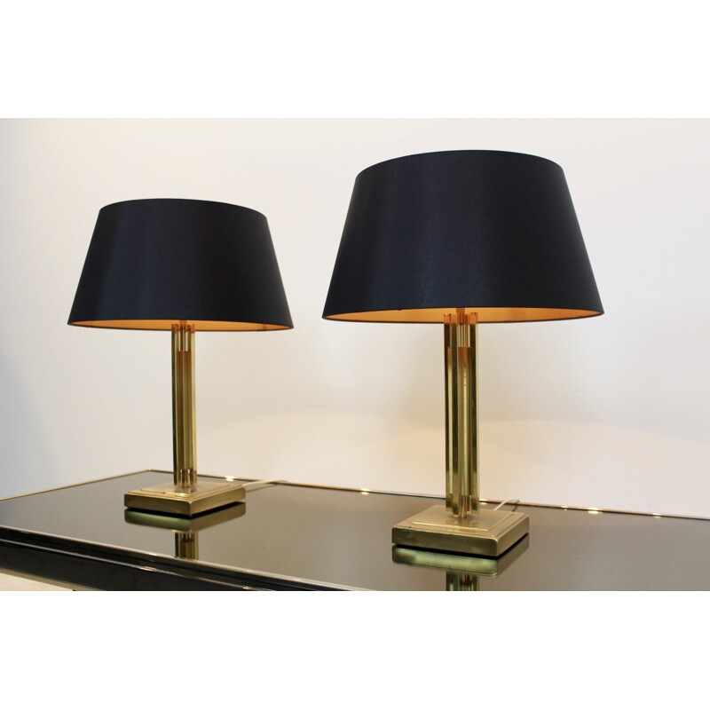 Set of 2 table lamps vintage in brass by Gaetano Sciolari - 1970s