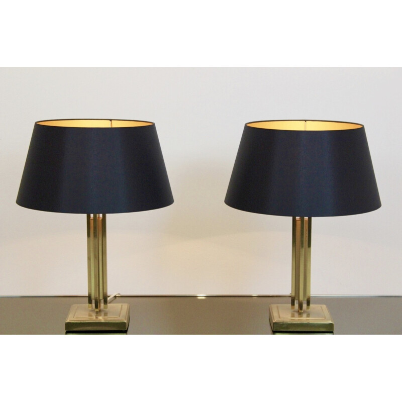 Set of 2 table lamps vintage in brass by Gaetano Sciolari - 1970s