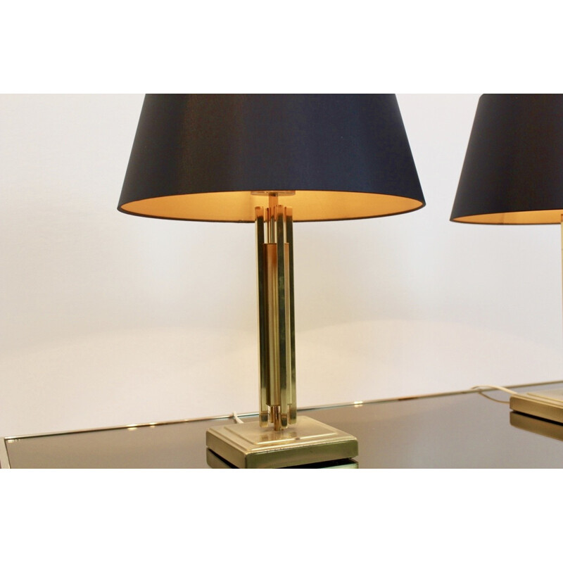 Set of 2 table lamps vintage in brass by Gaetano Sciolari - 1970s