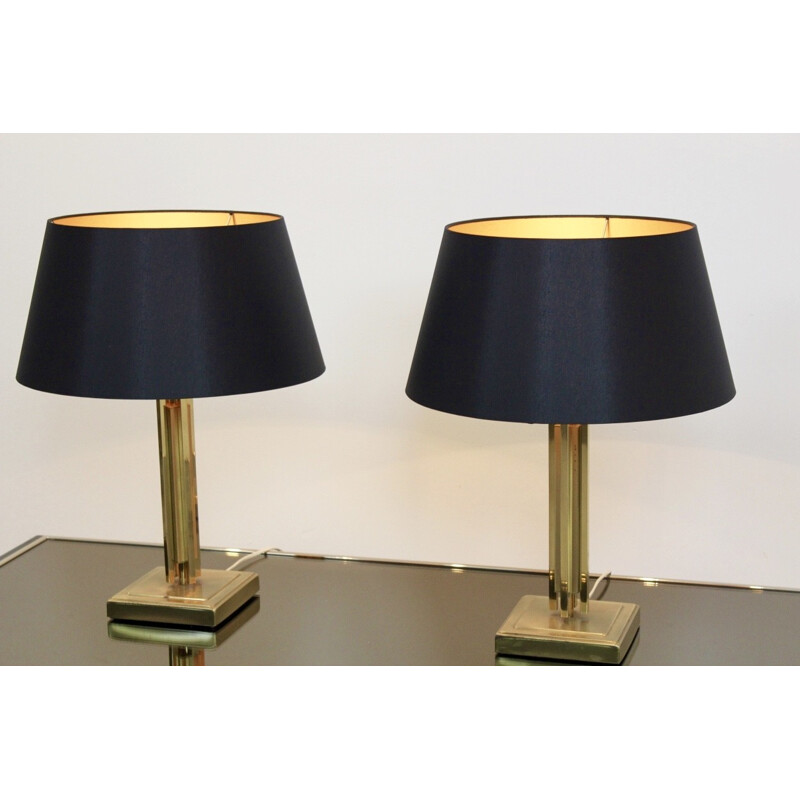 Set of 2 table lamps vintage in brass by Gaetano Sciolari - 1970s