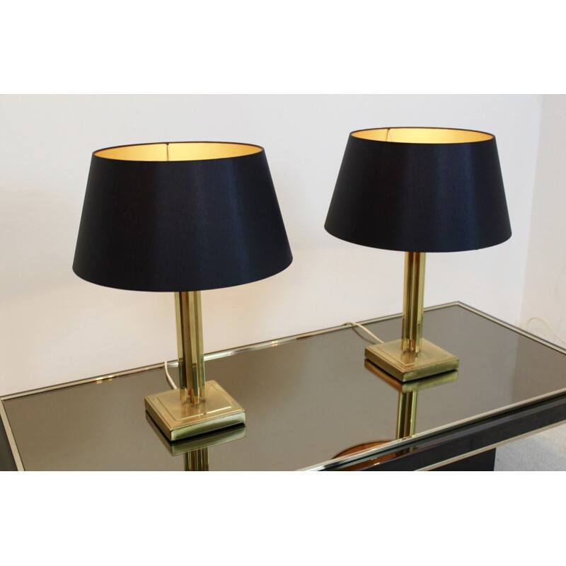 Set of 2 table lamps vintage in brass by Gaetano Sciolari - 1970s