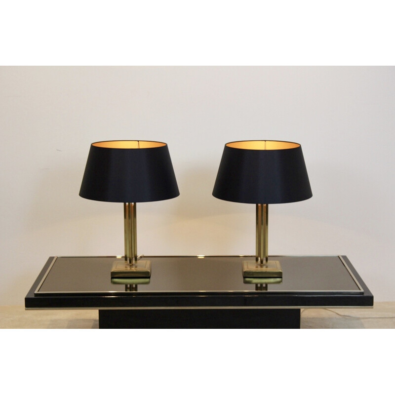 Set of 2 table lamps vintage in brass by Gaetano Sciolari - 1970s