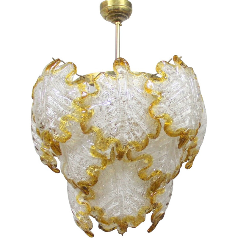 Murano glass and Metal Vintage hanging lamp - 1960s