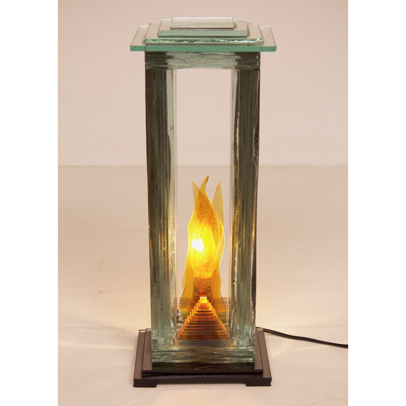 Lampe de table vintage en verre - 1980