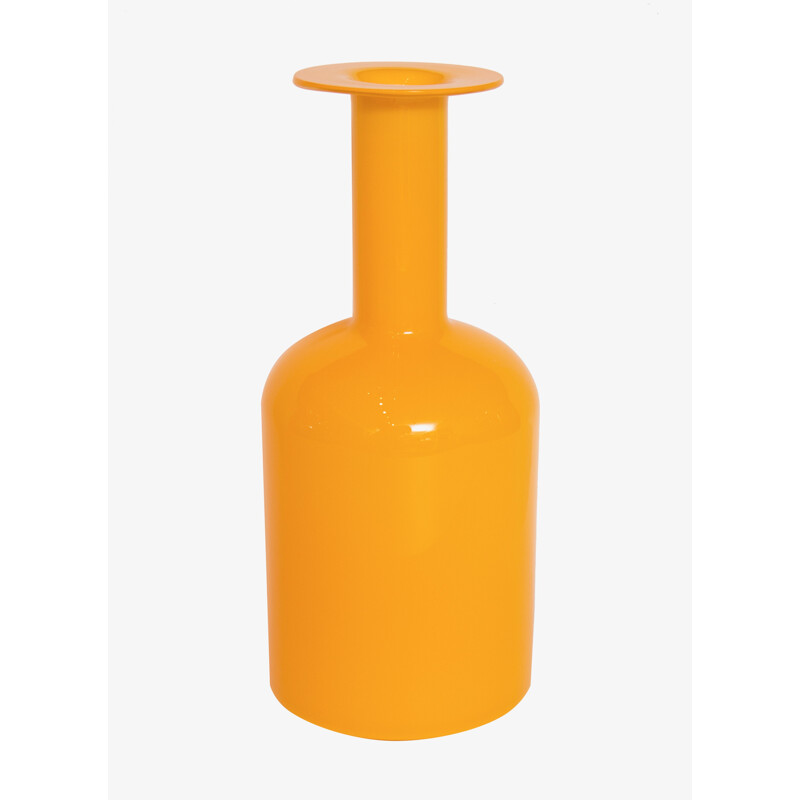 Vase vintage jaune en verre par Otto Brauer pour Holmegaard - 1960