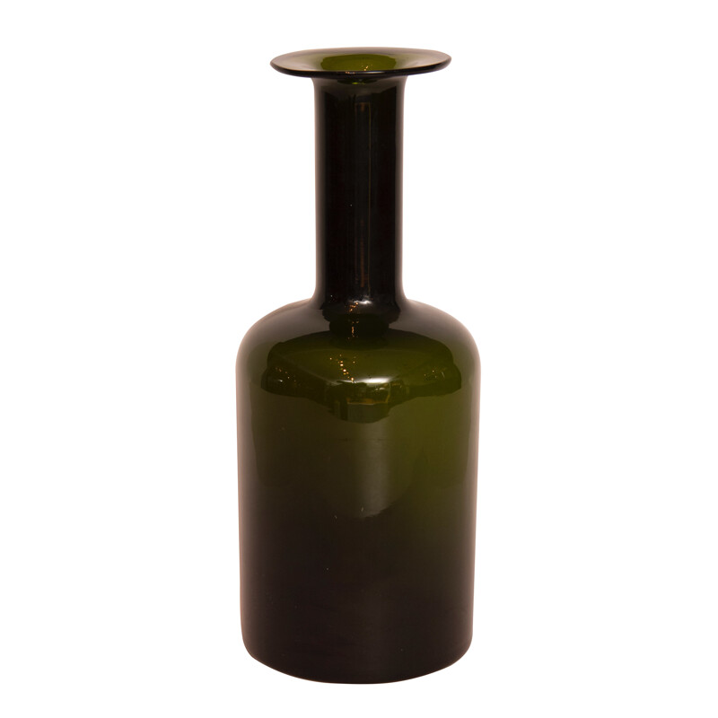 Vase vintage vert en verre par Otto Brauer pour Holmegaard - 1960