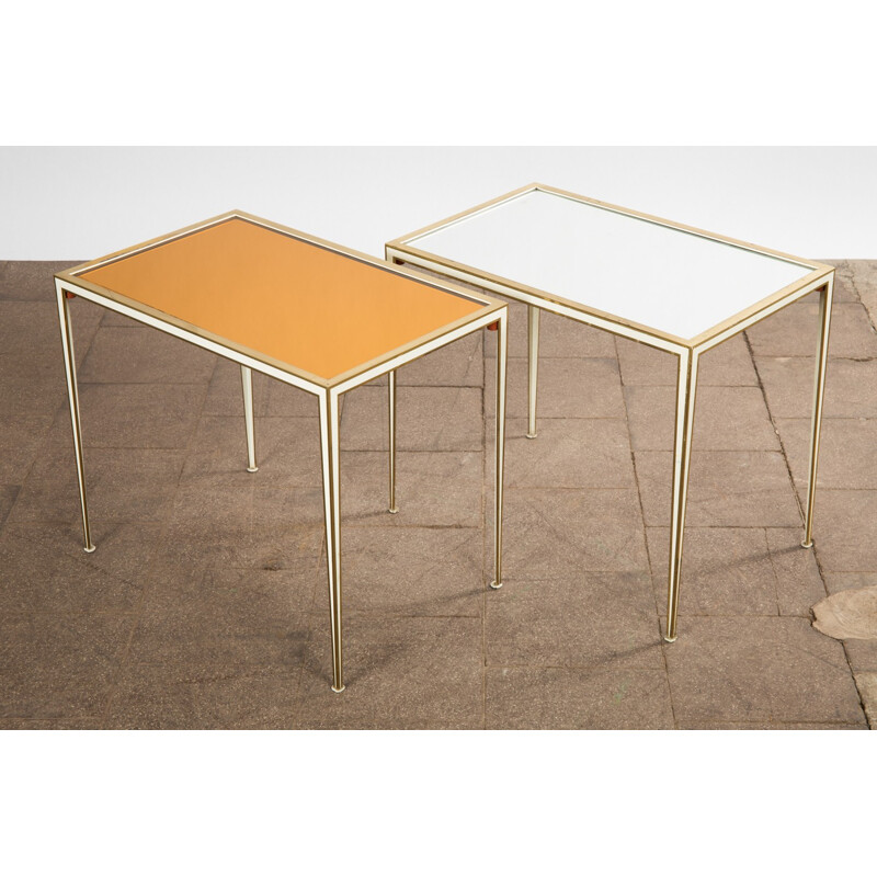 Set of 2 vintage side tables in brass by Vereinigte Werkstätten - 1960s