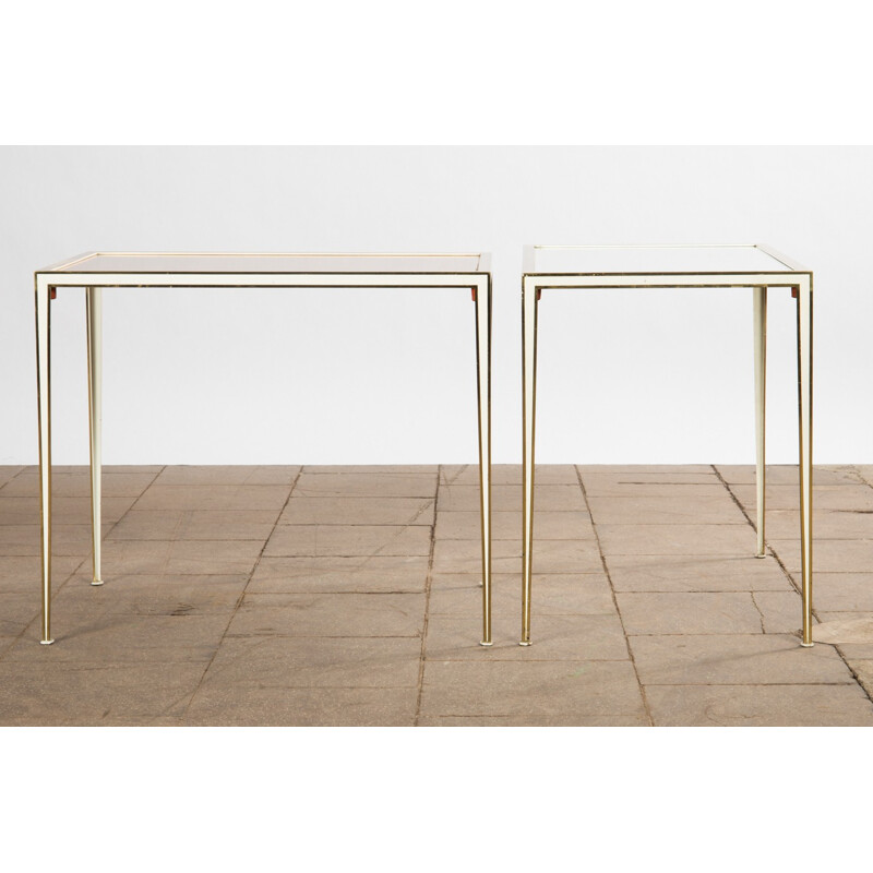 Set of 2 vintage side tables in brass by Vereinigte Werkstätten - 1960s