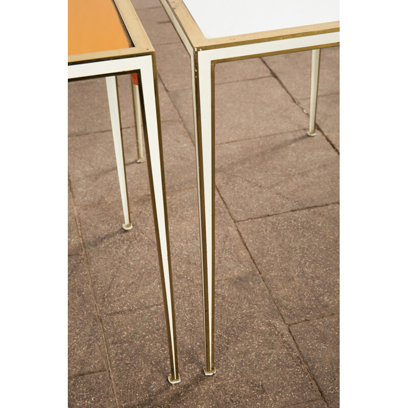 Set of 2 vintage side tables in brass by Vereinigte Werkstätten - 1960s