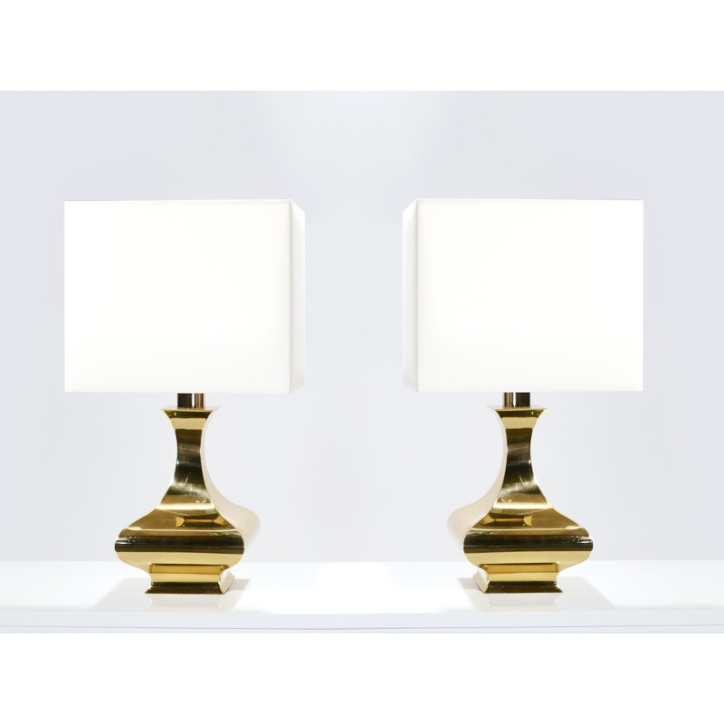 Pair of vintage table lamps in brass by Maria Pergay - 1970s