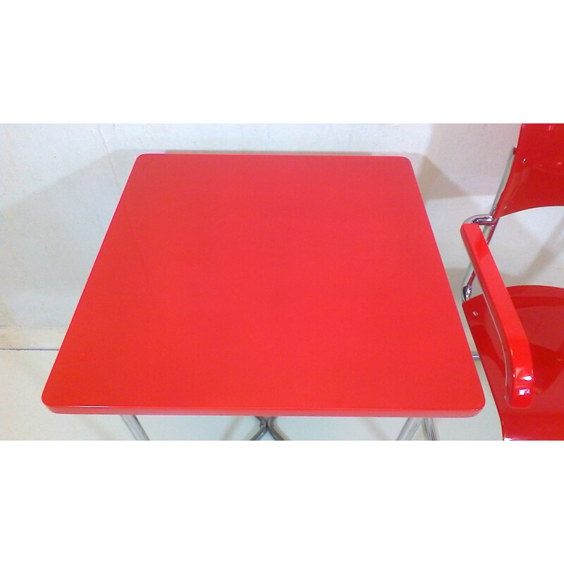 Vintage red desk set painted with závody hardened varnish by Robert Slezák, 1930