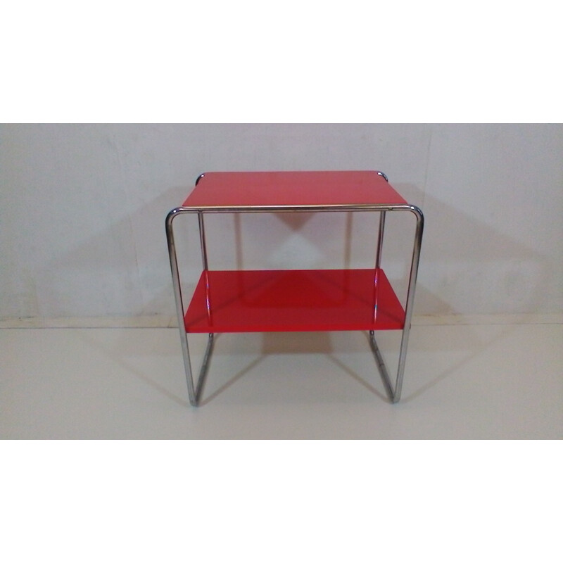 Vintage red coffee table in steel by Robert Slezák - 1940s