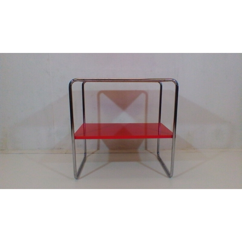 Vintage red coffee table in steel by Robert Slezák - 1940s