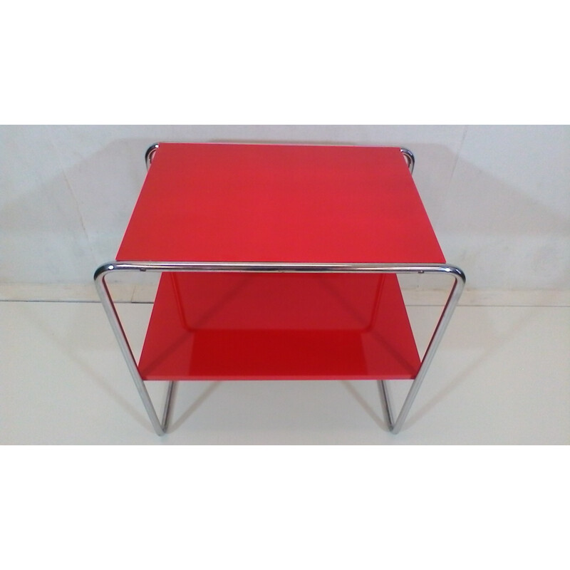 Vintage red coffee table in steel by Robert Slezák - 1940s