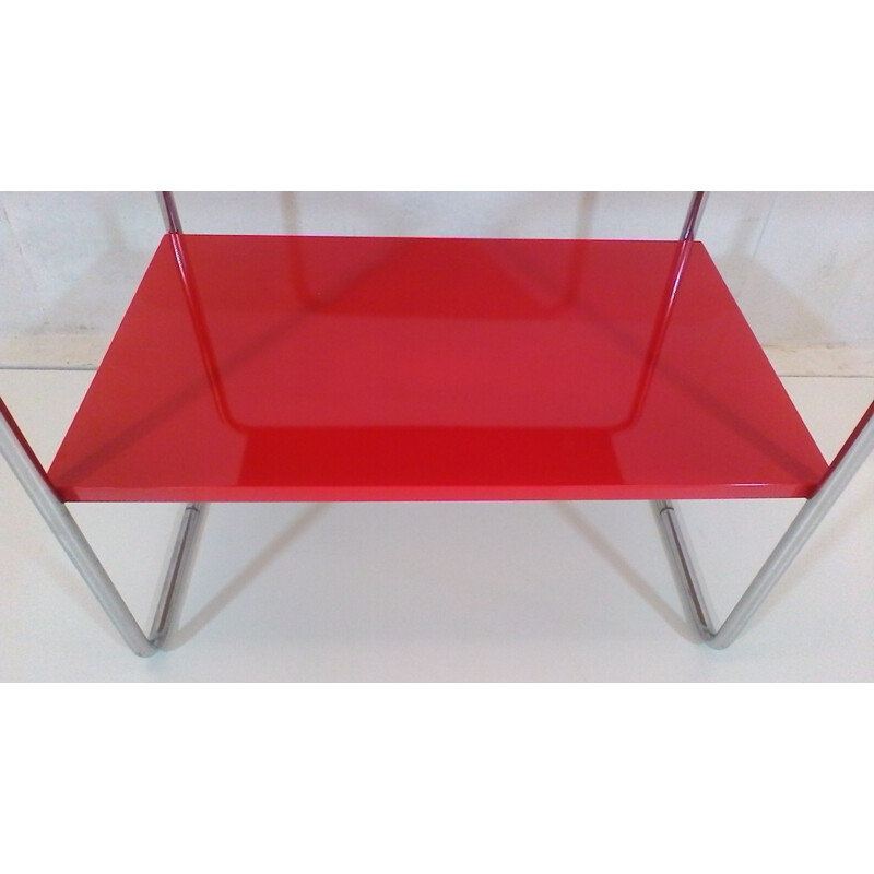 Table basse vintage rouge en acier par Robert Slezák - 1940
